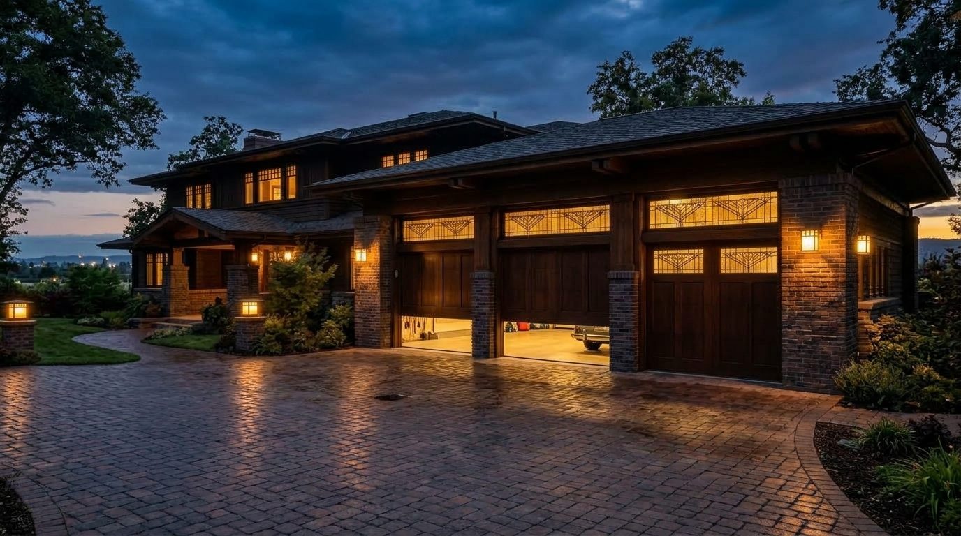 Kamal Local Garage Door Garage Door Gliding Open Revealing Warm Illuminated Interior